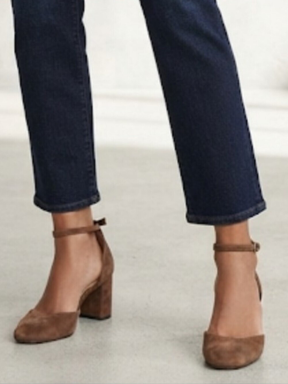 J.Crew Women Maise Brown Suede Ankle Block Heel Shoes Sandals Sz 10